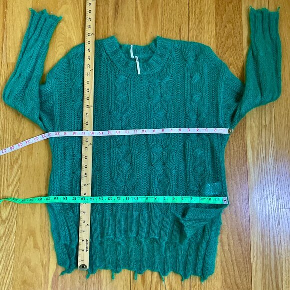 Anthropologie Sweater Wool Green Open Weave Posey Stitchy (S) - Picture 7 of 7